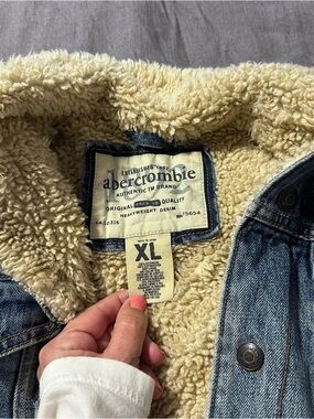 Abercrombie & Fitch Light Blue Denim Jacket with Cream Label Accents
